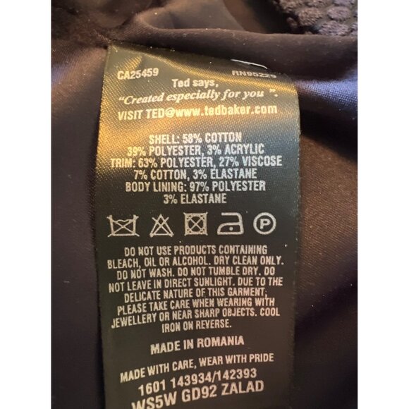 Ted Baker Navy Blue Sleeveless Mini Dress Size 1 Juniors - Picture 7 of 11